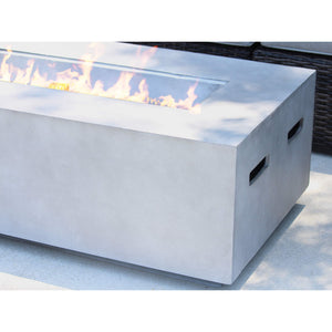 English Elm Concrete Cream White Propane Outdoor Fire Pit Table with Adjustable Flame, Lava Rocks, Durable Finish B120P225131