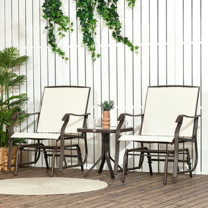 English Elm Outsunny 3-Piece Outdoor Glider Set: 2 Stylish Rocking Chairs & Glass Table For Patios & Gardens W2225P217096-GIGA