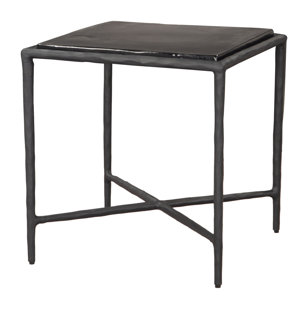 Zuo Modern Cloe Side Table Black - Modern Recycled Glass Design For Stylish Living Room & Bedroom Decor Black Recycled Sand Cast Glass,Aluminum 110619-zuo-modern