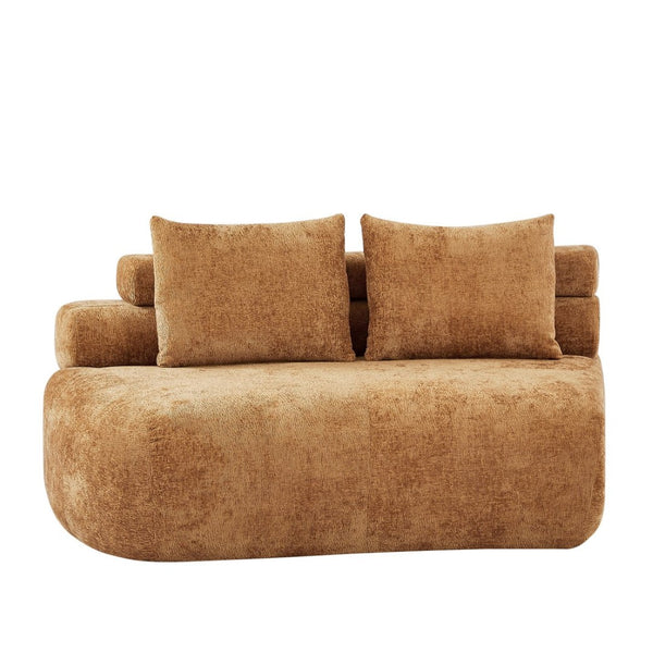 English Elm 122" Curved Modular Sectional Sofa Cloud Fill Polyester Upholstered Living Room Seating Pumpkin Yellow N771P396326C_N771P396327C