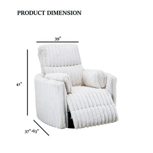 English Elm White Power Glider Recliner Swivel Chair with Curved Arms, Pillow Seat, Power Recline & Glide B2741P391175