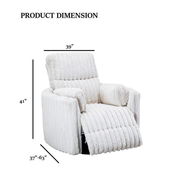 English Elm White Power Glider Recliner Swivel Chair with Curved Arms, Pillow Seat, Power Recline & Glide B2741P391175
