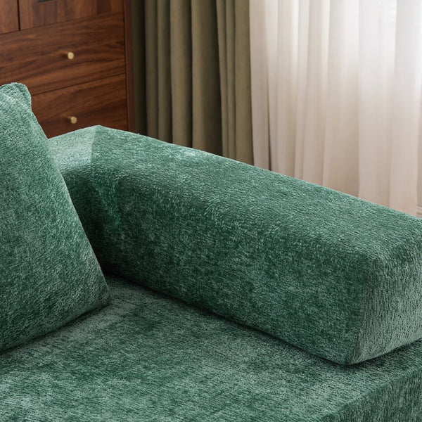 English Elm Floor Couch - Versatile Convertible Futon Sofa Bed With Pillow Back Support, Chenille Comfort & Style W3723P343693