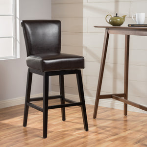 English Elm Christopher Knight Home® - 28-inch Modern PU Leather Swivel Counter Stool with Round Seat, Dark Brown, 41"H, Easy Wipe Clean Finish 57178.00PU