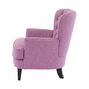 English Elm Christopher Knight Home® - Mirod Vintage Upholstered Lounge Chair with Tufted Back and Nailhead Trim, Solid Wood Legs, Cozy Comfort Pink N760P253374P