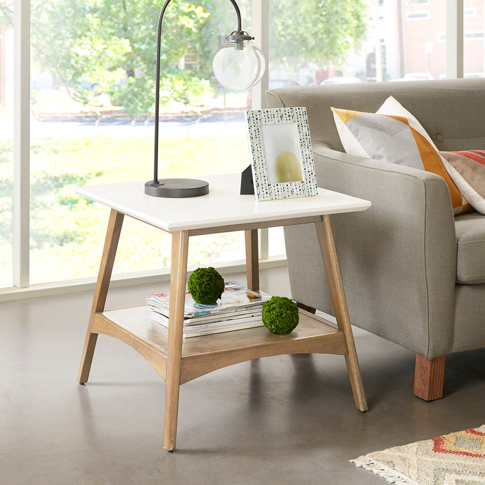 JLA Home Madison Park - End Table Madison Park Parker Mid-Century Two-Tone Wood End Table with Shelf, Durable Rustic Modern Accent Piece MP120-1064