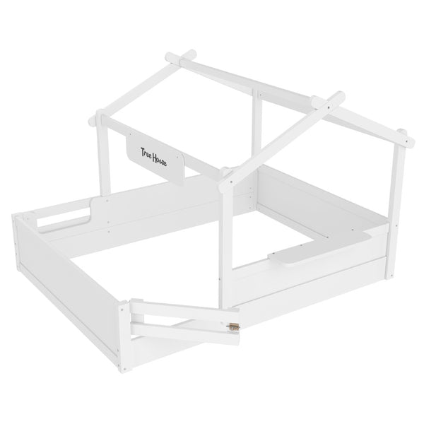 English Elm Twin Low Loft Bed Solid Pine Frame with Built-in Led Lighting and Storage Shelves Light White W1580P396332