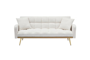 English Elm 69 Convertible Sofa Bed for Small Spaces 69-Inch Fabric Futon with Solid Wood Frame, Comfort Seat Beige W3356P298519