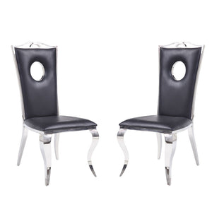 English Elm Set Of 2 Contemporary Armless Side Chairs With Pu Padded Seat, Chrome Frame For Modern Spaces B016P315212-GIGA