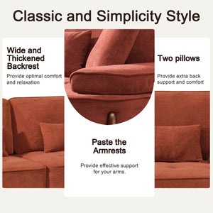 English Elm 103 Luxurious Cloud Velvet Sofa with High-Elastic Sponge Cushion, Deep-Seated Comfort for Living Spaces Brick red W2290S00010