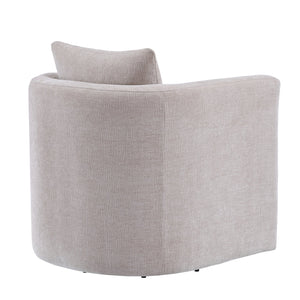 English Elm Sutton Upholstered Linen Swivel Barrel Chair with Pocket Coil Seat, Reversible Cushions & Stain-Resistant Fabric Beige B050P322583
