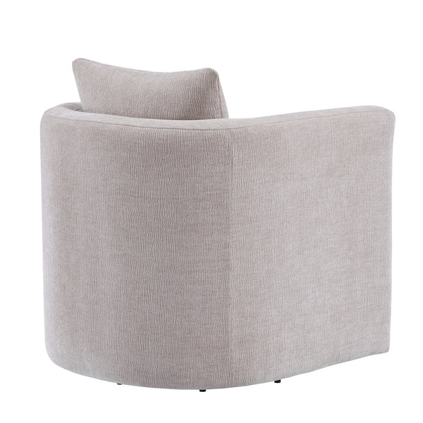 English Elm Sutton Upholstered Linen Swivel Barrel Chair with Pocket Coil Seat, Reversible Cushions & Stain-Resistant Fabric Beige B050P322583