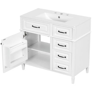 English Elm 36-Inch Modern Bathroom Vanity With Ceramic Sink, Durable Wood Frame, Adjustable Storage & Sleek Design N725P350849K