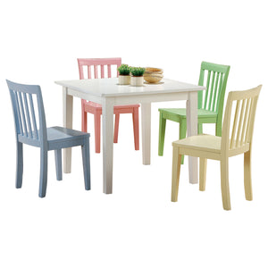 English Elm Rory Multi-Color 5-Piece Kids Table and Chairs Set — Vibrant Slat-Back Design, Durable Hardwood Playroom Fun B062P344900