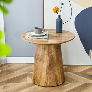 English Elm Natural Wood Grain Mdf Round Side Table Compact Accent for Living Room or Bedroom W2920P232763