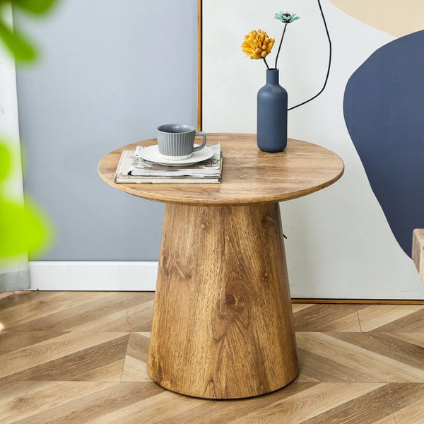 English Elm Natural Wood Grain Mdf Round Side Table Compact Accent for Living Room or Bedroom W2920P232763