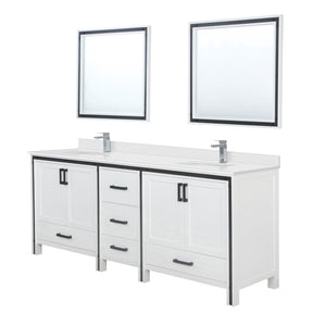 English Elm White Double Bath Vanity 84 in W x 22 in D with Cultured Marble Top, Chrome Faucet & 34" Mirrors, Durable B2731S01147
