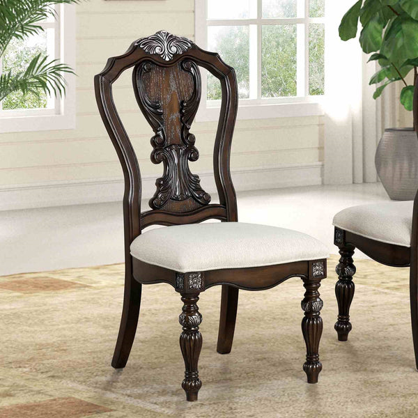 English Elm Traditional Elegant 2pc Arm Chair Set with Upholstered Seats, Ornate Corbels, Solid Rubberwood Finish Dark Brown 23 L x 47 W x 16 H B2741P406262
