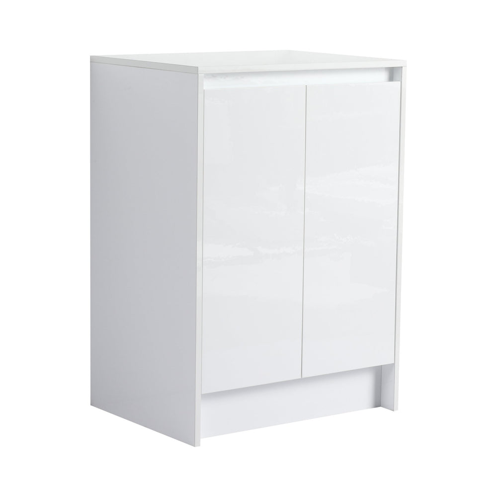 English Elm 24" Freestanding Bathroom Storage Cabinet With Soft-Close Doors, Adjustable Shelves & Glossy Finish W999P312106