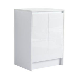 English Elm 24" Freestanding Bathroom Storage Cabinet With Soft-Close Doors, Adjustable Shelves & Glossy Finish W999P312106