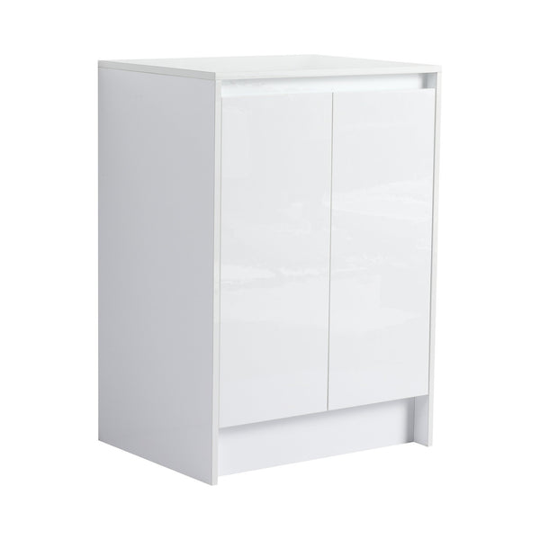 English Elm 72" Freestanding Vanity Combination With Soft-Closing Drawers, Glossy White Storage Solution For Modern Bathrooms W999S00429