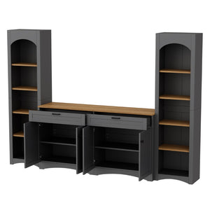 English Elm On-Trend 3-Piece Rustic Farmhouse Entertainment Center For Tvs Up To 70", Versatile Storage Solution N721S000045E-GIGA