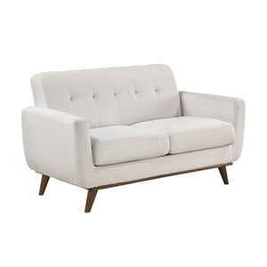 English Elm Contemporary Tufted Beige Loveseat with Removable Covers Pocket Coil Foam Solid Wood Legs 62" B011P379438