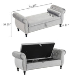 Christopher Knight Home® - Noble House - - Velvet Multifunctional Storage Rectangular Ottoman Bench With 1 Pillow, Grey