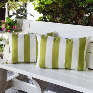 English Elm Horizon Stripe Pillow 14" X 20" - Vibrant Lime Green For Indoor & Outdoor Comfort And Style B357P367230