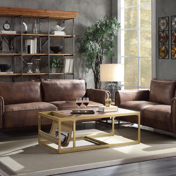 English Elm Retro Brown Coffee Table With Integrated Magazine Holder - Stylish, Durable, And Functional Design B062P209086-GIGA