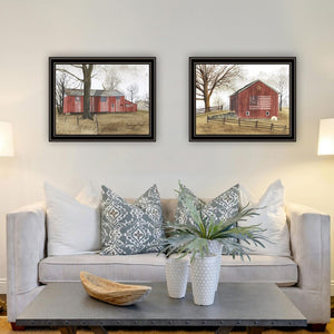 English Elm Trendy Decor 4u Billy Jacobs Barn Landscape Two Panel Framed Canvas Wall Art Set B067P254081