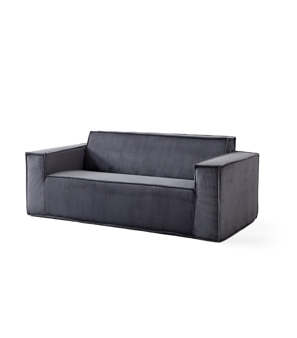 English Elm Sofa-in-a-Box, Memory Foam 3-Seater with Plush Corduroy Upholstery, 25.6" Deep Seat, No Assembly, Gray W1960P336129
