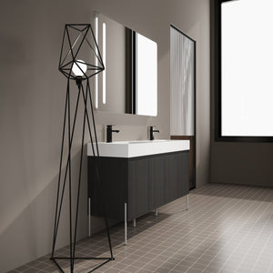 English Elm 60" Freestanding Bathroom Vanity with Dual Resin Sinks, Spacious Soft-Close Cabinet Storage, Durable Finish Dark Oak W1972S00016