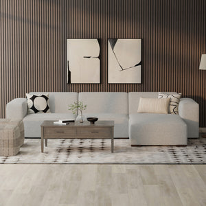 English Elm Rex 2-Seater Sofa with Right Chaise — 122" Modern Gray Sectional, Recycled Performance Fabric, Durable Comfort B136P199211