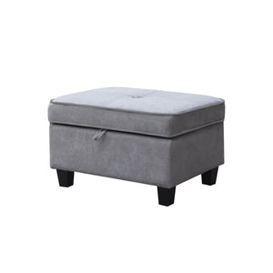 English Elm Gabriella Fabric Sectional with Left Chaise Storage Ottoman and Wood Legs Modern Living Light Grey B2749S00158