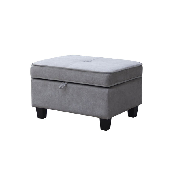English Elm Gabriella Fabric Sectional with Left Chaise Storage Ottoman and Wood Legs Modern Living Light Grey B2749S00158