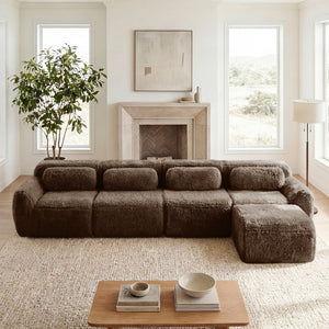 English Elm L-shaped Modular Plush Sectional Sofa with Cloud Foam Cushions for Cozy Living Spaces Chocolate W714S01545