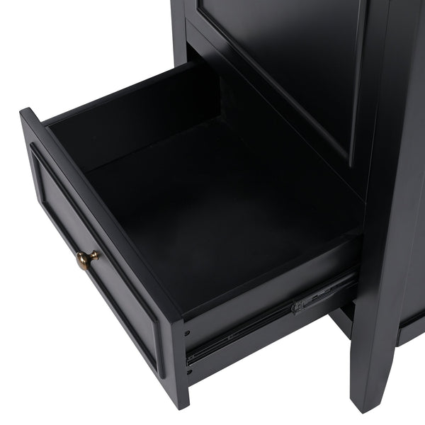 English Elm 20" Bathroom Vanity with Sink and Ceramic Top, Modern Freestanding Cabinet with Drawer & Shelf Storage, Adjustable Feet for Stability and 200lb Capacity Black N725P192821B