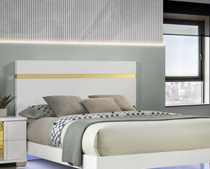 English Elm Modern 3Pc Full Size Bedroom Set With Led & Dust-Proof Nightstands – Chic White Furniture Design B2741S00181