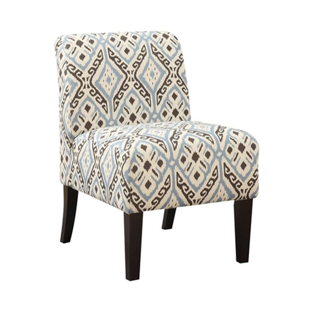 Homeroots 30.5" X 22.5" X 33.5" Blue And Black Pattern Upholstered Accent Chair   320058