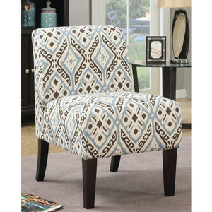 Homeroots 30.5" X 22.5" X 33.5" Blue And Black Pattern Upholstered Accent Chair   320058