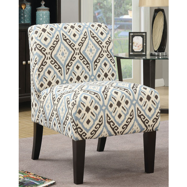 Homeroots 30.5" X 22.5" X 33.5" Blue And Black Pattern Upholstered Accent Chair   320058