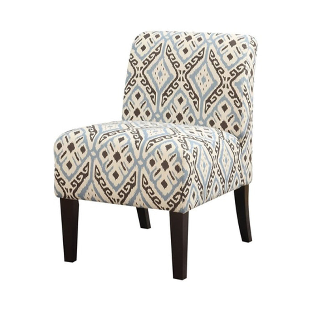 Homeroots 30.5" X 22.5" X 33.5" Blue And Black Pattern Upholstered Accent Chair   320058