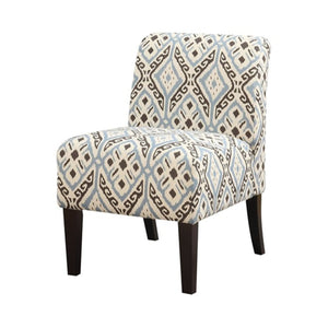 Homeroots 30.5" X 22.5" X 33.5" Blue And Black Pattern Upholstered Accent Chair   320058
