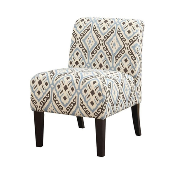 Homeroots 30.5" X 22.5" X 33.5" Blue And Black Pattern Upholstered Accent Chair   320058