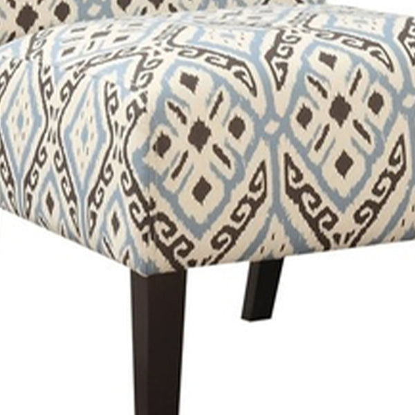 Homeroots 30.5" X 22.5" X 33.5" Blue And Black Pattern Upholstered Accent Chair   320058