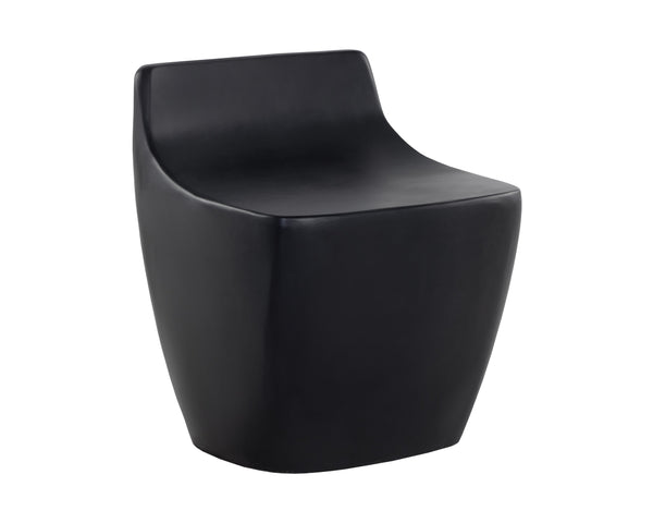 Sunpan Ledger Stool - Contemporary Sculpted Design in Sealed Concrete for Indoor and Covered Outdoor Spaces Black