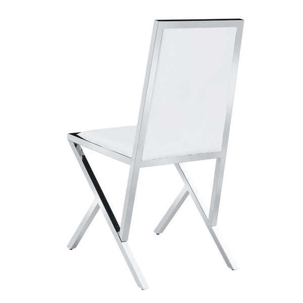 English Elm Table and Chair Set 10 Seat Tempered Glass Dining with Silver Metal Frames White+Silver W1151S04766