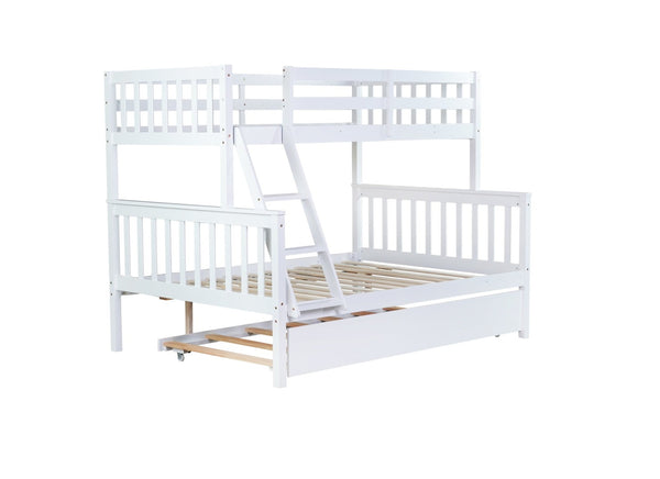 English Elm Twin Over Full Bunk Bed With Trundle - Stylish, Safe, And Convertible Rubberwood Design For Kids W504S00187-GIGA