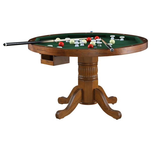 English Elm Ghilardi Amber Game Table with Pedestal Base, Convertible to Bumper Pool or Poker & Dining Use B062S01103